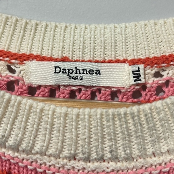 Daphnea Paris Crochet Top M/L Knit Short Sleeves Cottagecore - Picture 7 of 7